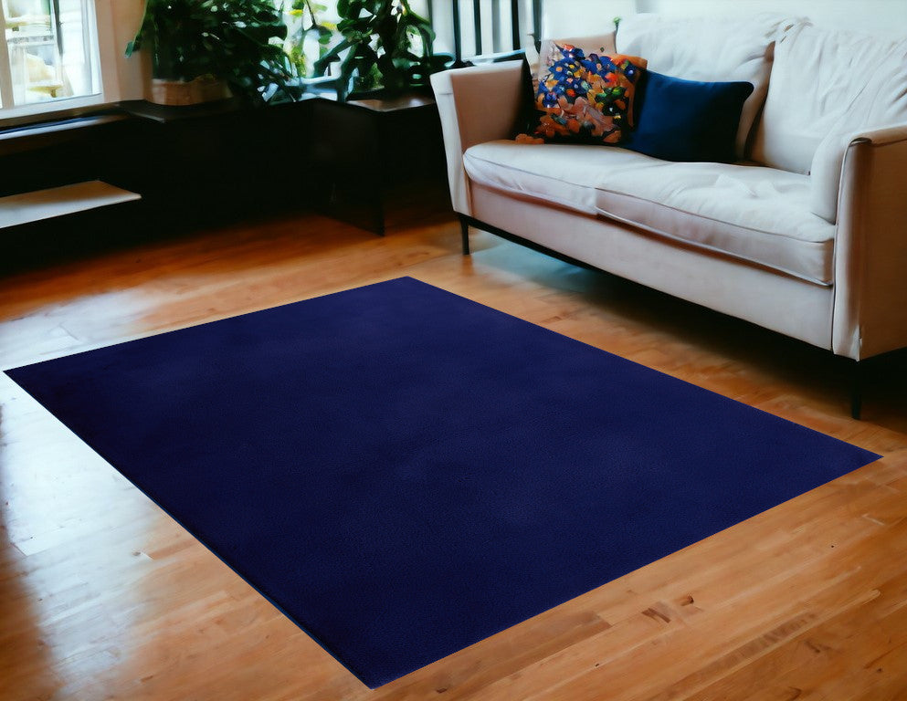 7' x 10' Navy Blue Faux Fur Shag Non Skid Area Rug