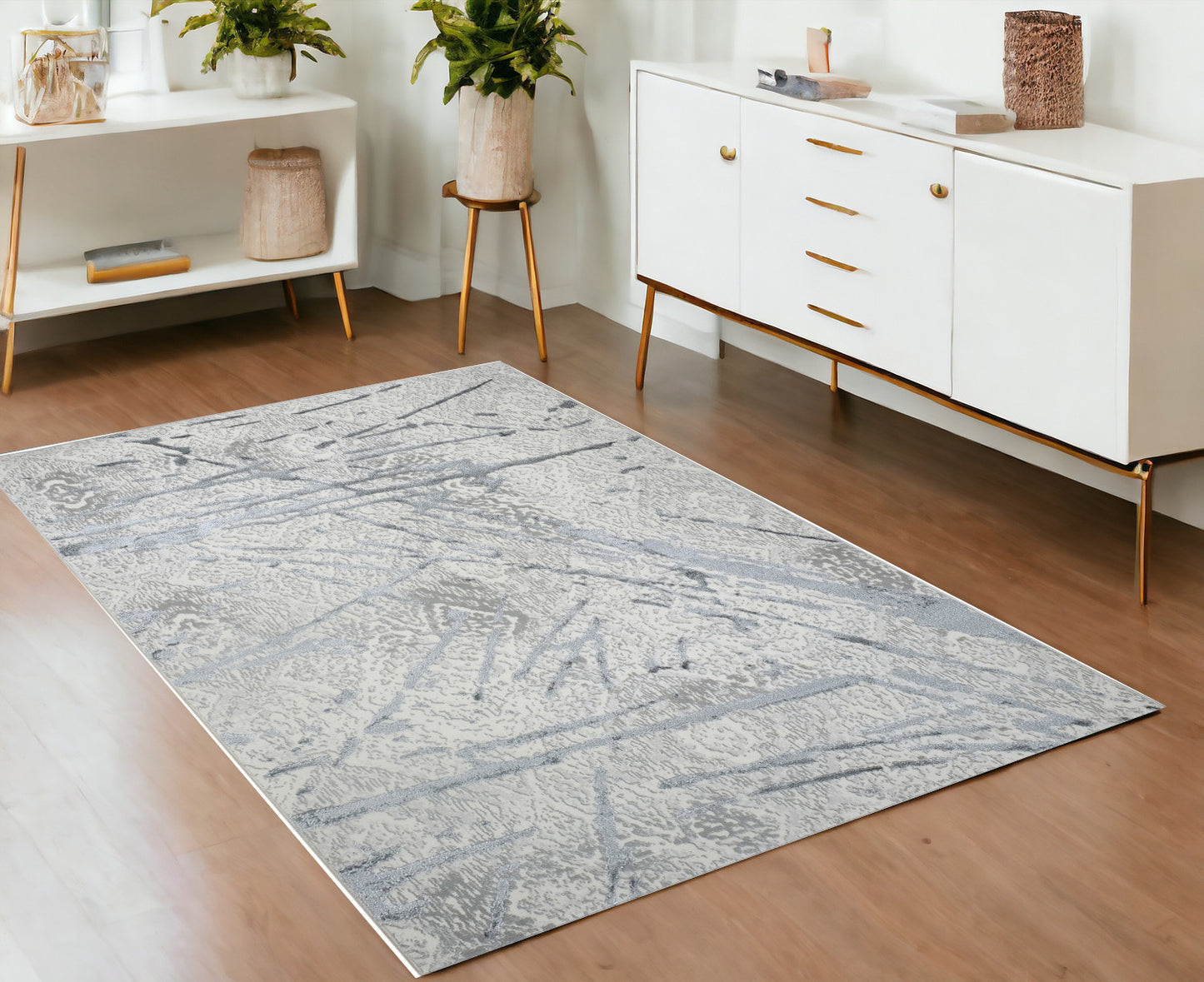 4' x 6' Gray Abstract Area Rug