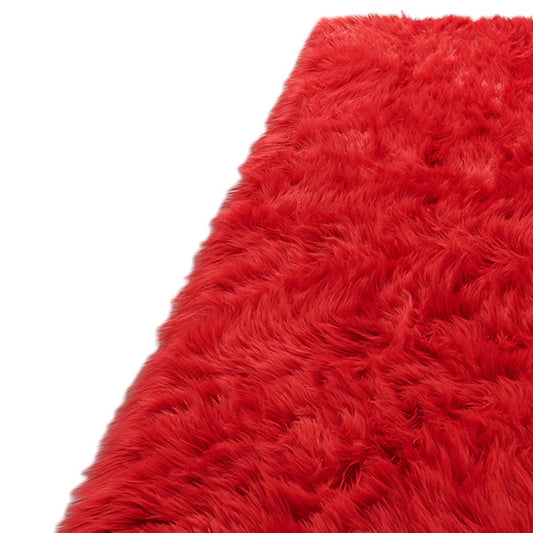 2' X 5' Red Faux Fur Shag Sheepskin Washable Area Rug