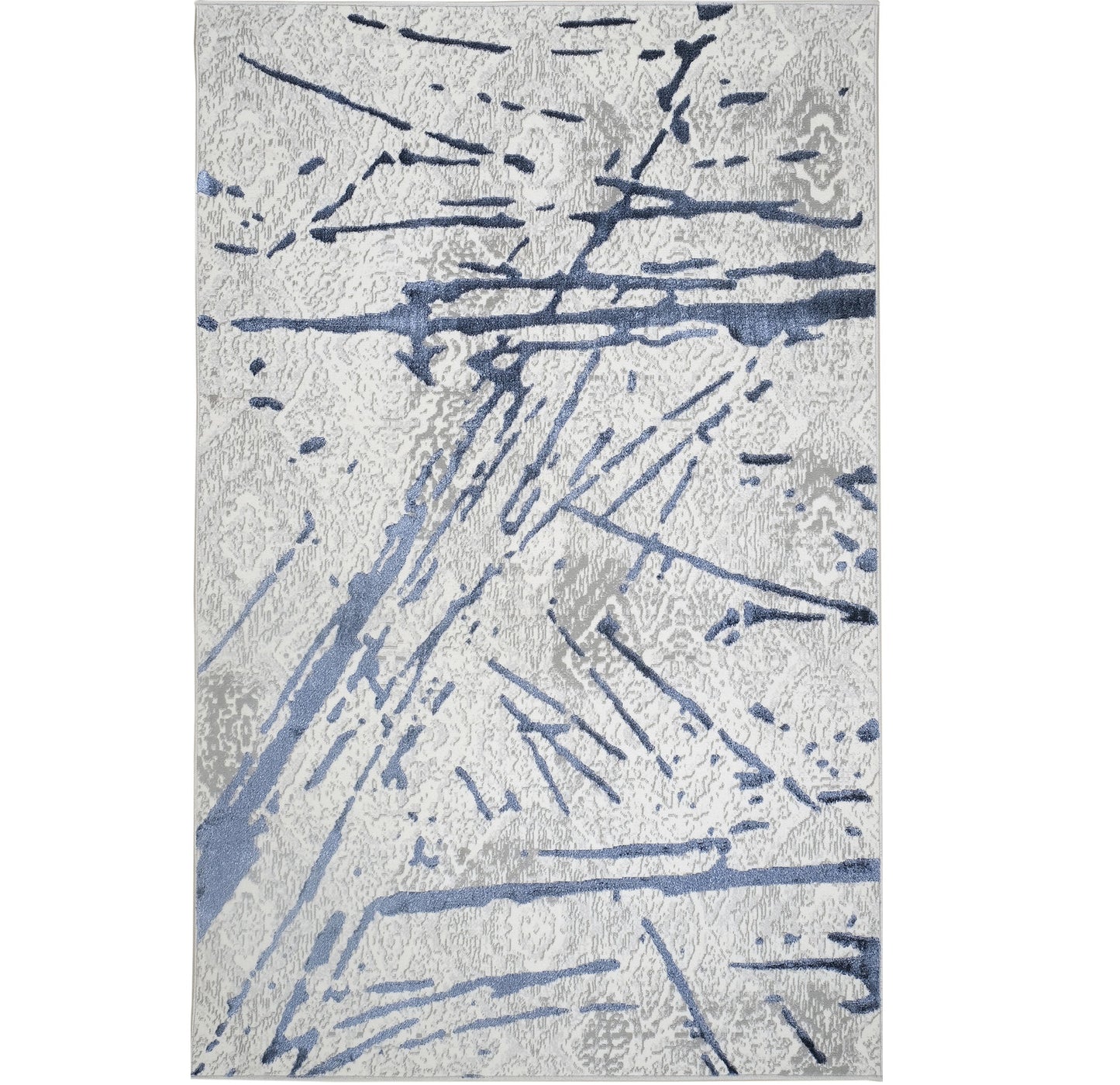 5' x 8' Ivory and Blue Abstract Area Rug