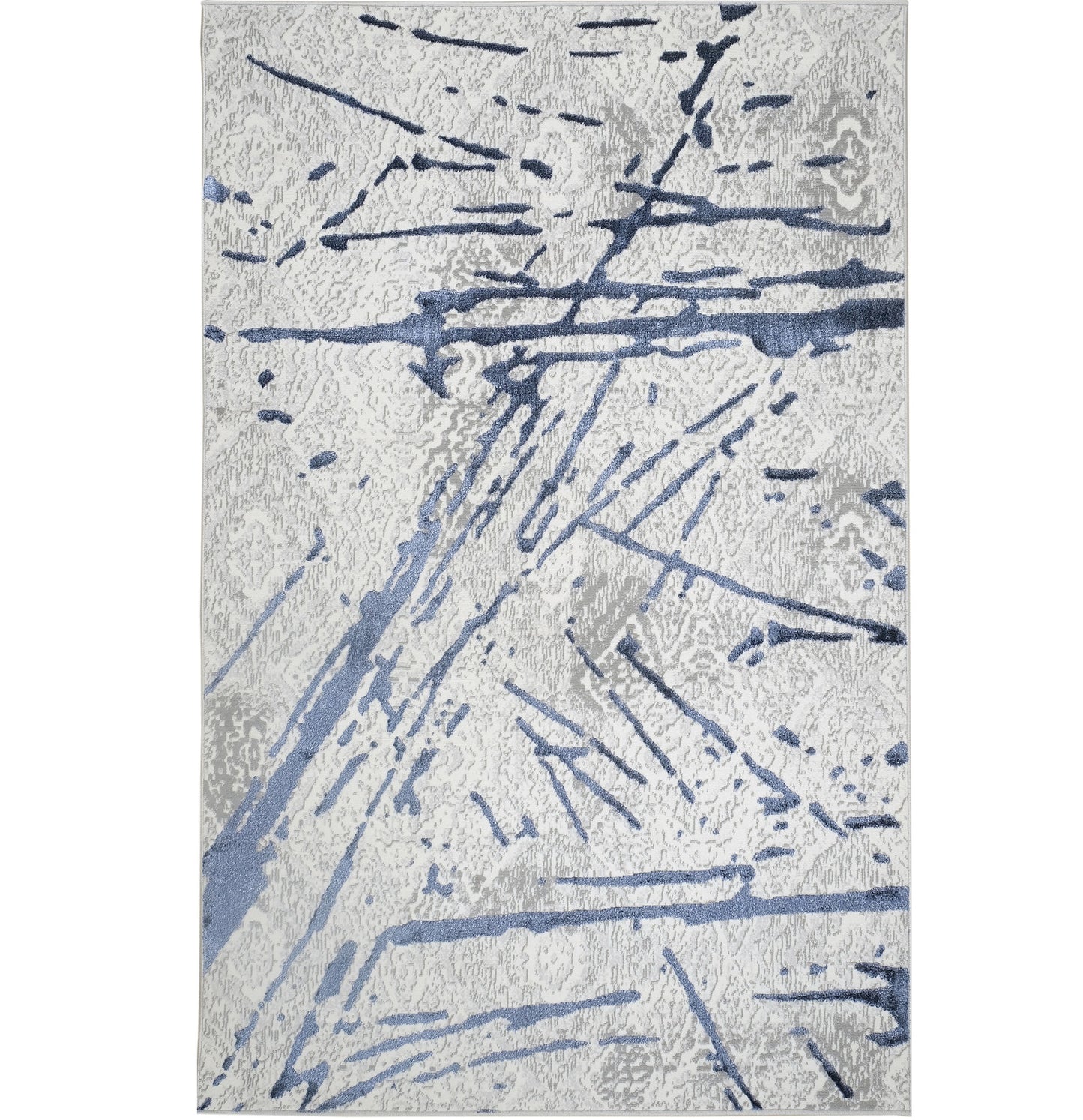 9' x 12' Ivory and Blue Abstract Area Rug