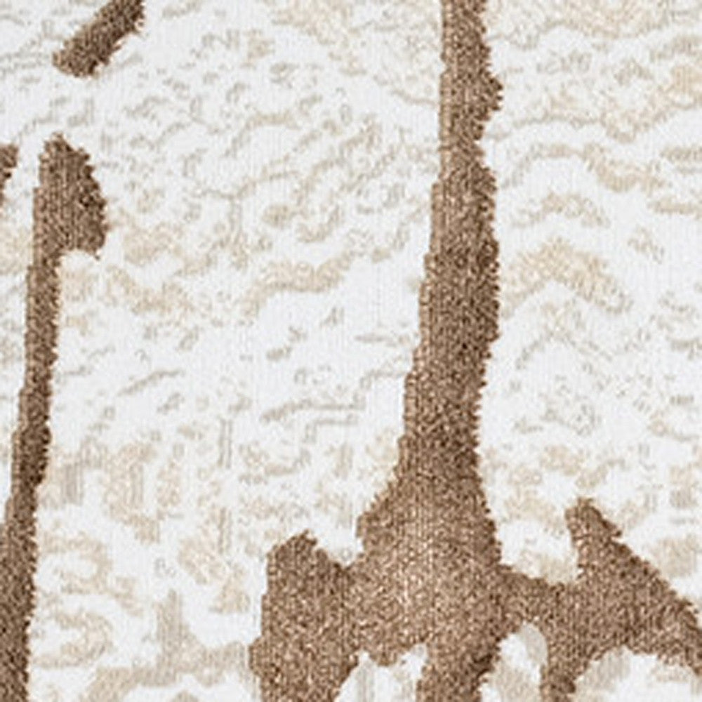 8' x 11' Ivory and Brown Abstract Area Rug