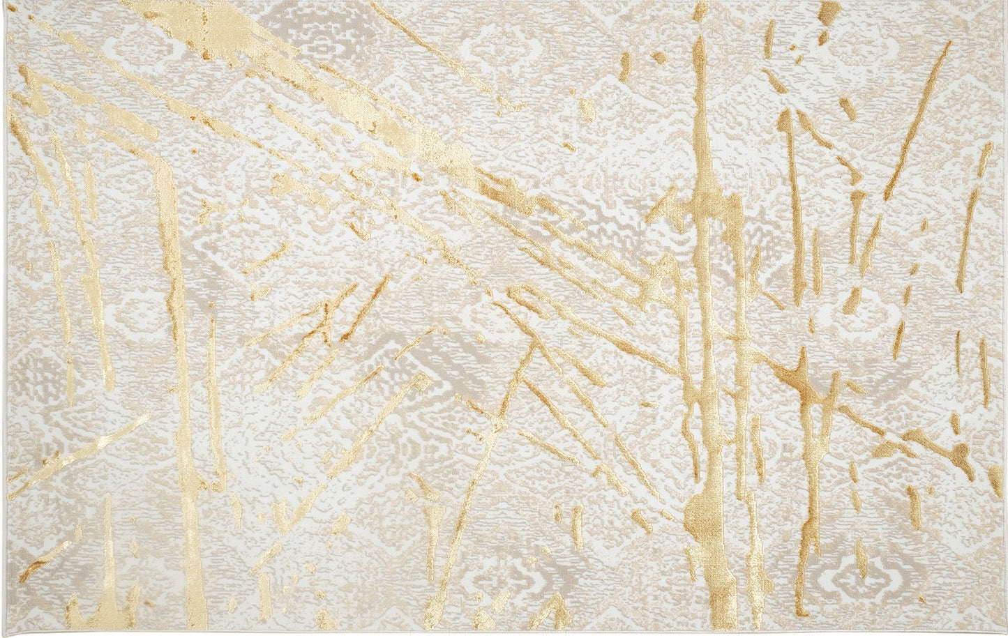 8' x 11' Ivory and Gold Abstract Area Rug