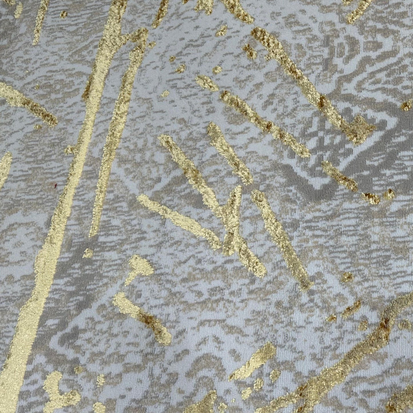 8' x 11' Ivory and Gold Abstract Area Rug