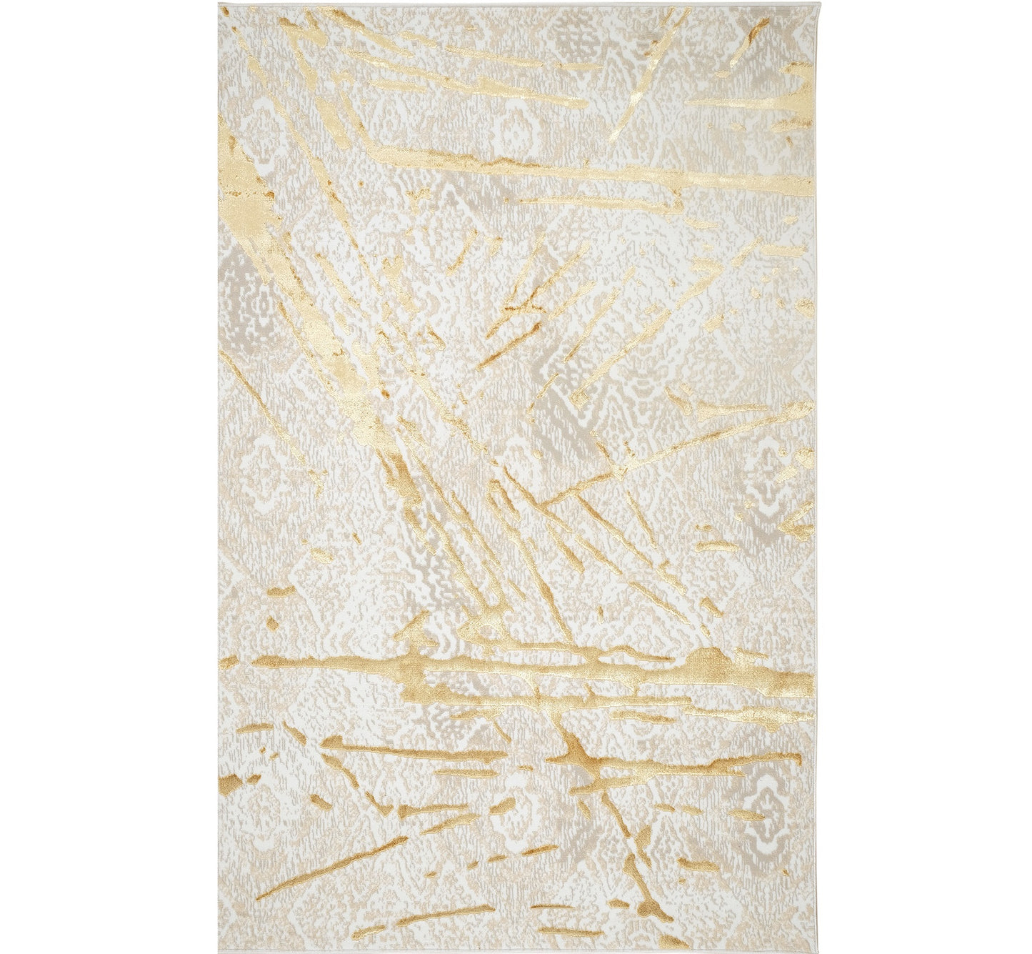 8' x 11' Ivory and Gold Abstract Area Rug