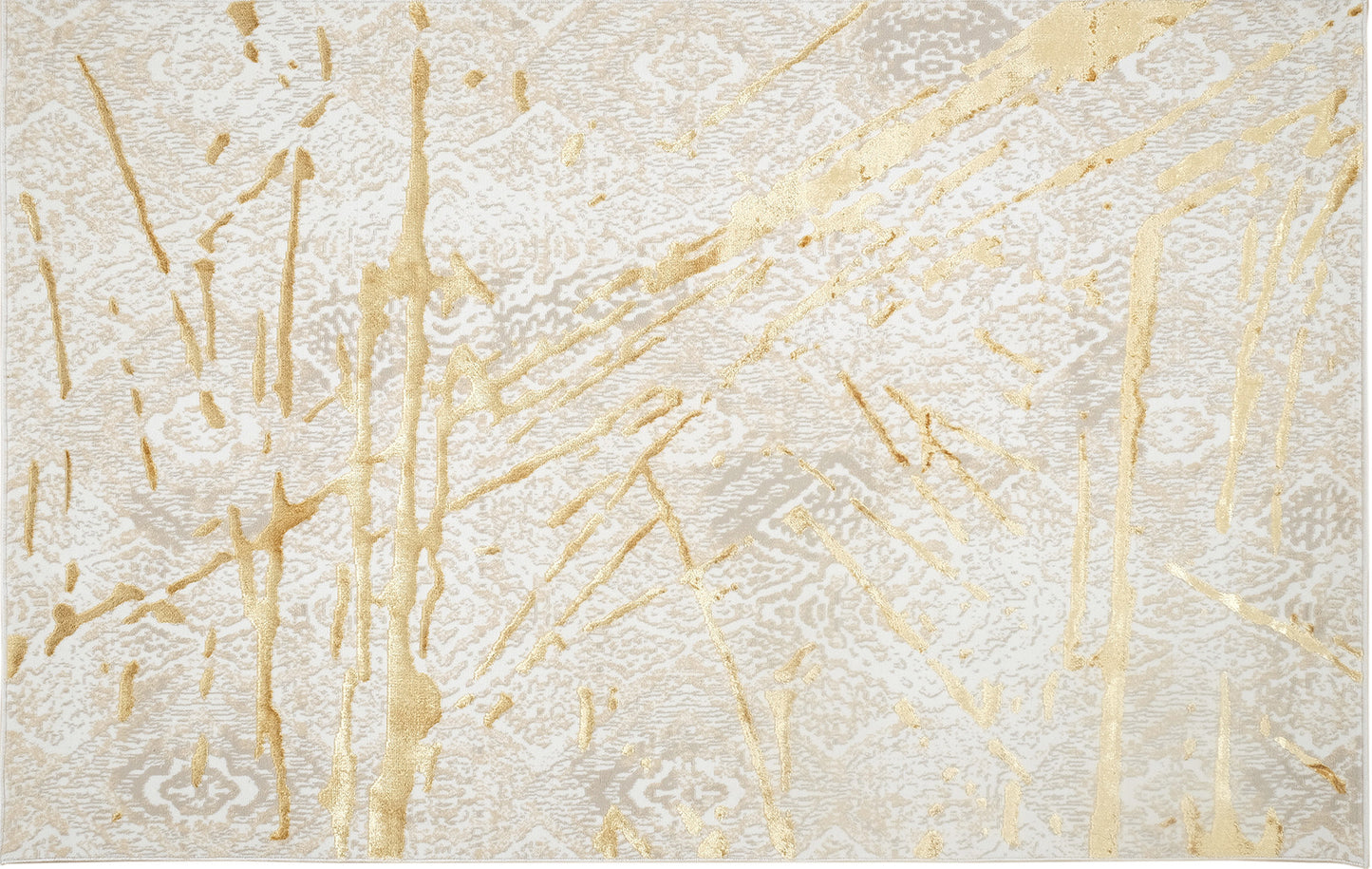 8' x 11' Ivory and Gold Abstract Area Rug