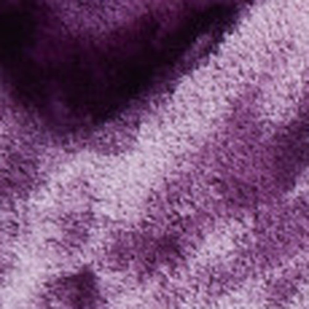 7' x 10' Purple and Ivory Faux Fur Shag Non Skid Area Rug