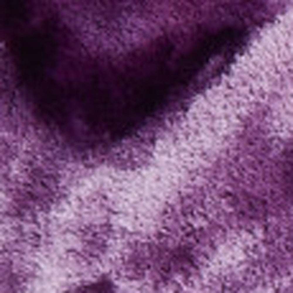 7' x 10' Purple and Ivory Faux Fur Shag Non Skid Area Rug