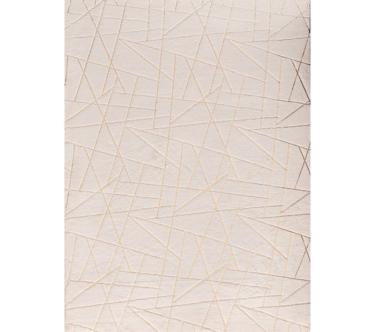 3' X 5' Beige and Gold Faux Fur Abstract Shag Non Skid Area Rug