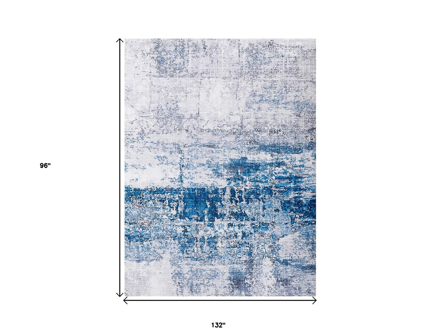 8' x 11' Gray and Blue Abstract Shag Printed Washable Non Skid Area Rug