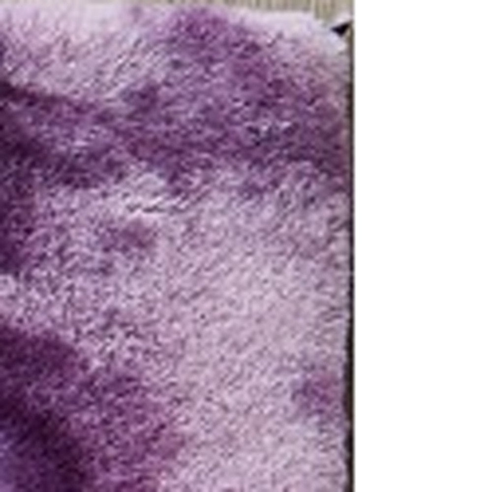 5' x 8' Purple and Ivory Faux Fur Shag Non Skid Area Rug