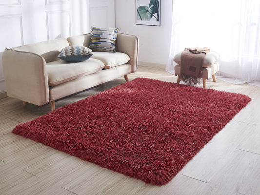 8' x 11' Red Shag Hand Tufted Area Rug