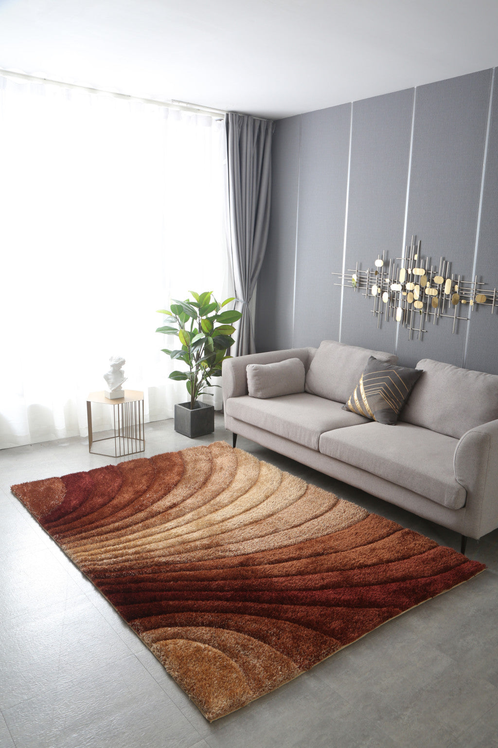 2' x 3' Brown Shag Hand Tufted Area Rug
