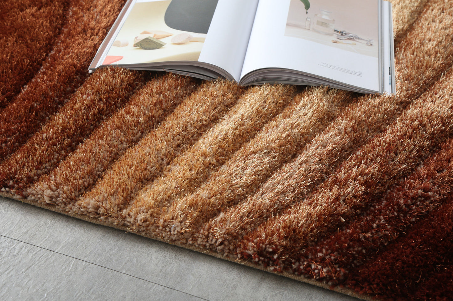 2' x 3' Brown Shag Hand Tufted Area Rug