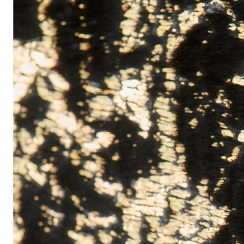 6' x 9' Black and Gold Faux Fur Abstract Shag Non Skid Area Rug