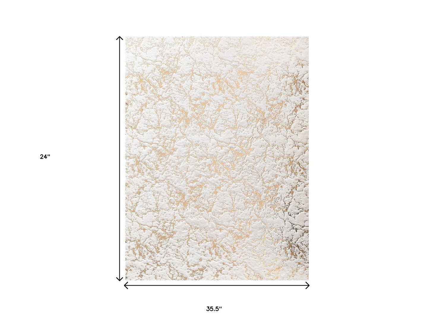 2' x 3' White and Gold Faux Fur Abstract Shag Non Skid Area Rug