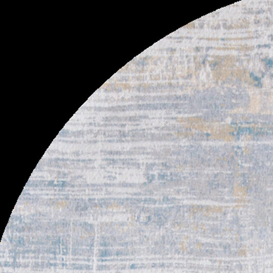 8' Blue and Yellow Round Abstract Non Skid Area Rug