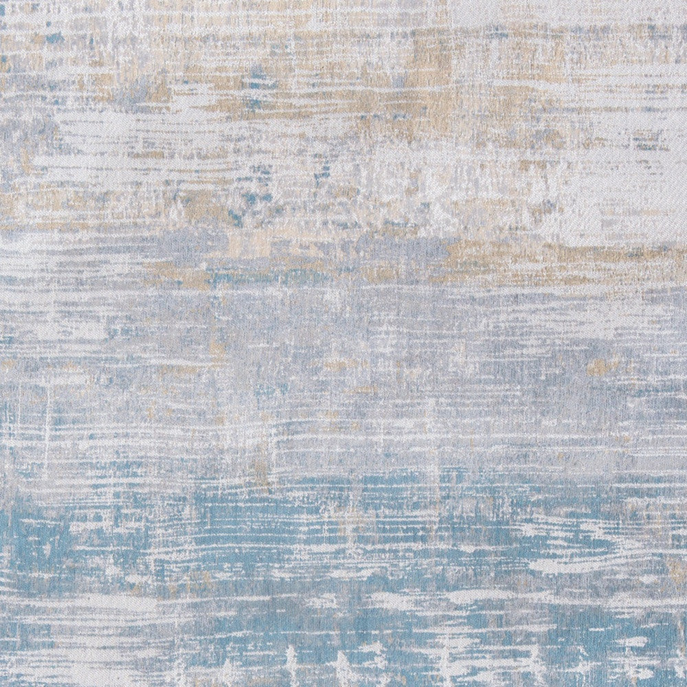 8' Blue and Yellow Round Abstract Non Skid Area Rug
