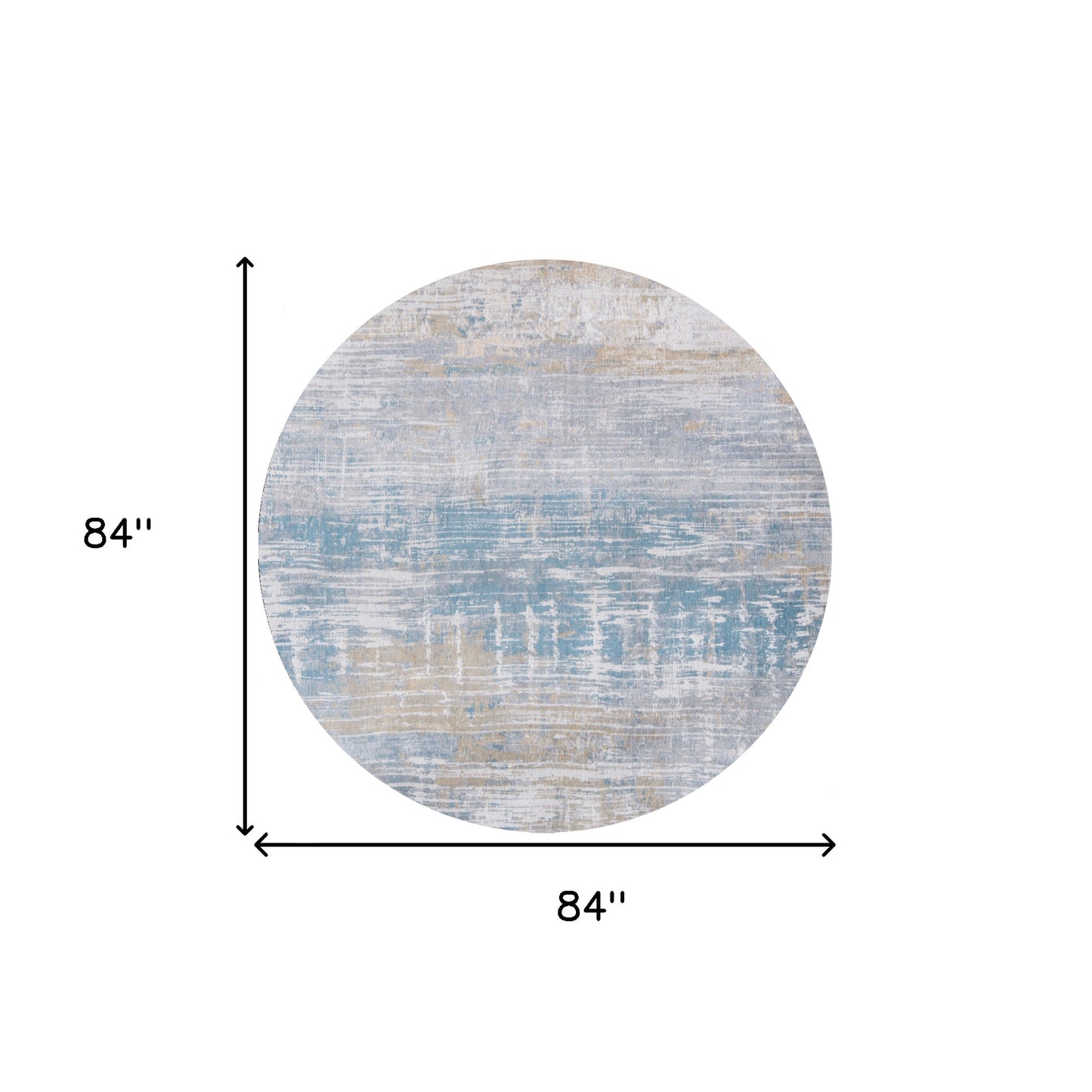 8' Blue and Yellow Round Abstract Non Skid Area Rug