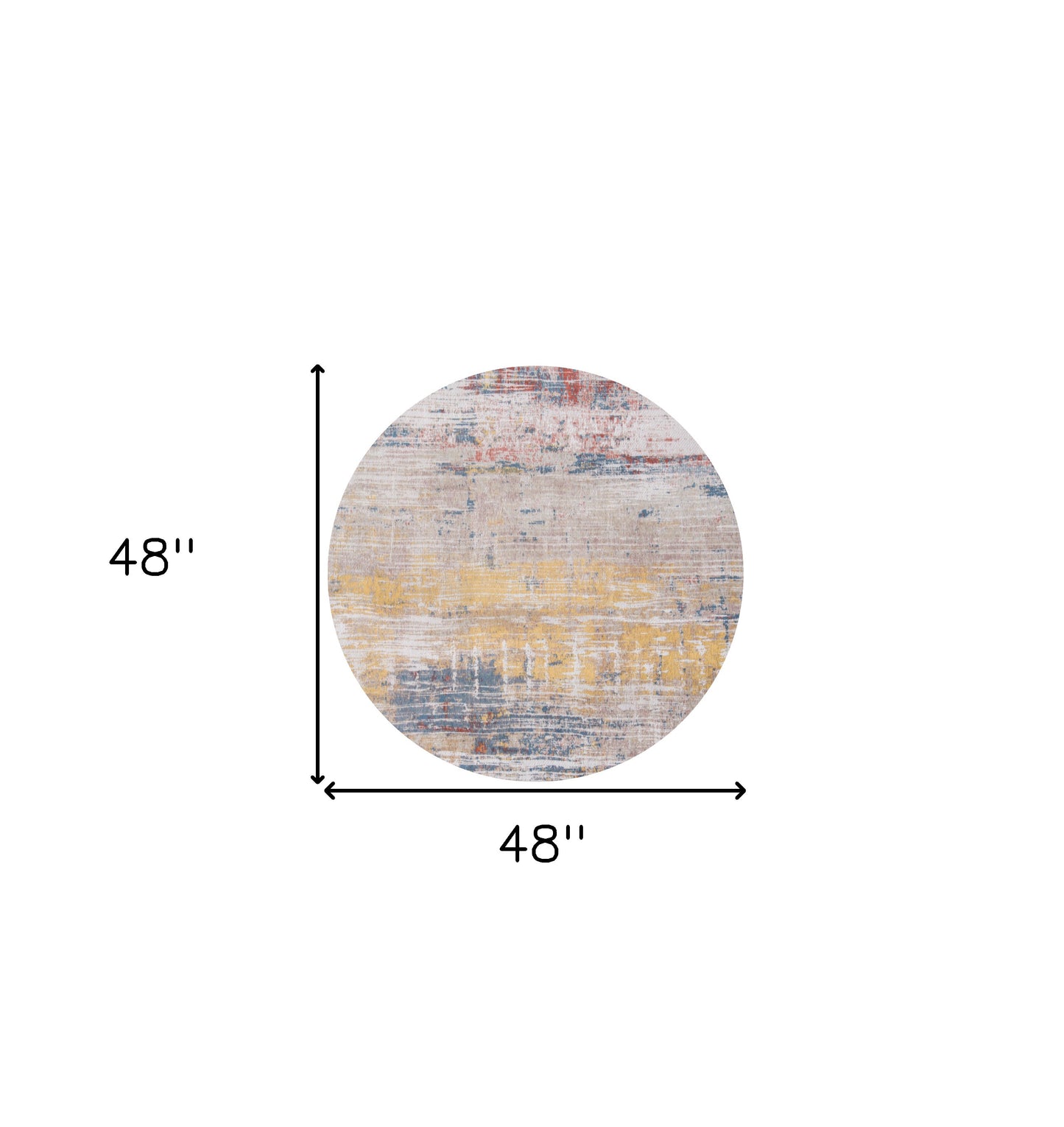 5' White Round Abstract Non Skid Area Rug