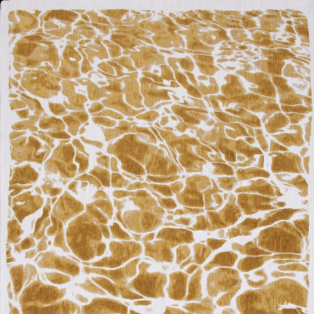 5' Yellow and Brown Round Abstract Non Skid Area Rug