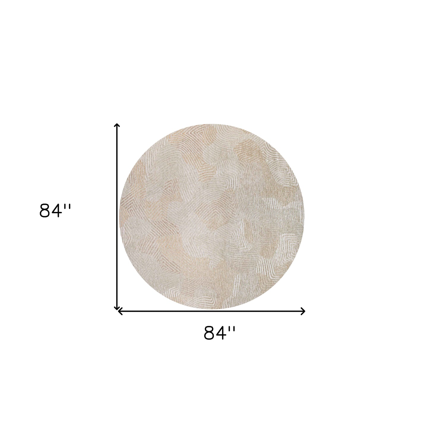 8' Beige and White Round Abstract Non Skid Area Rug