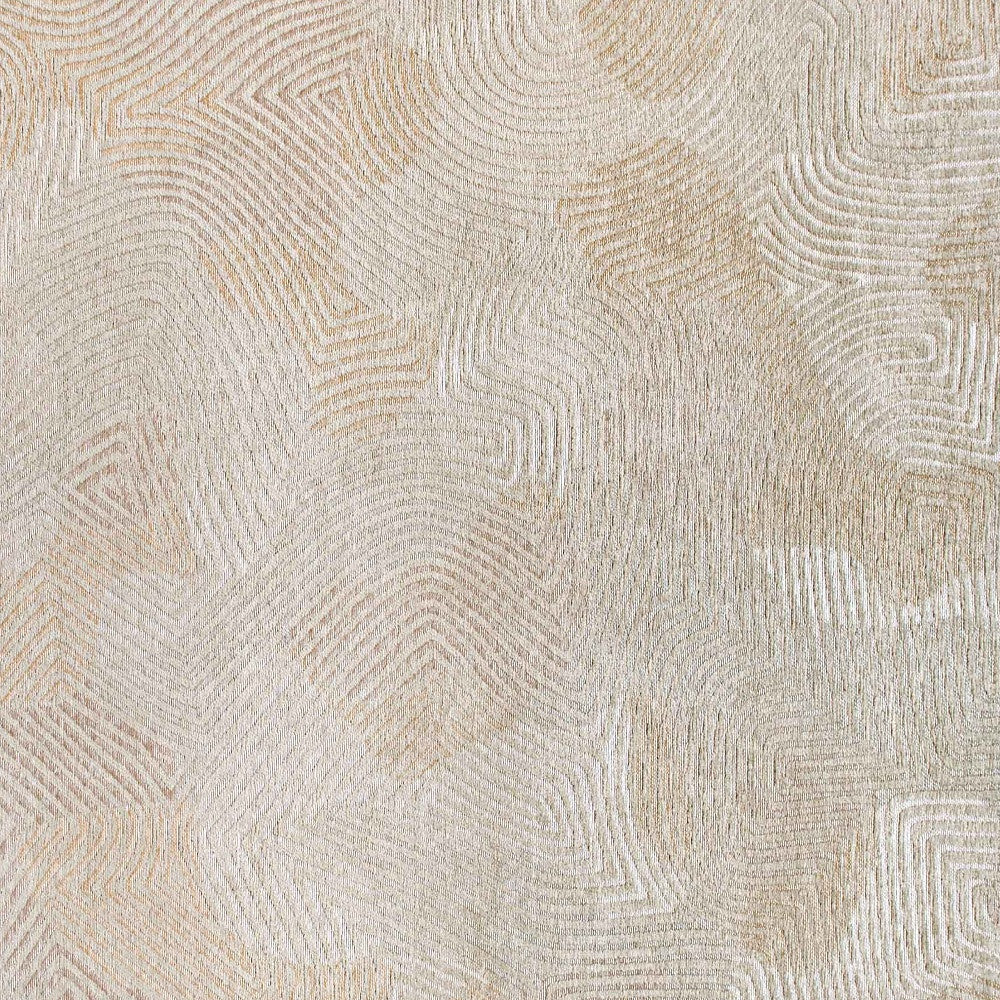 8' Beige and White Round Abstract Non Skid Area Rug
