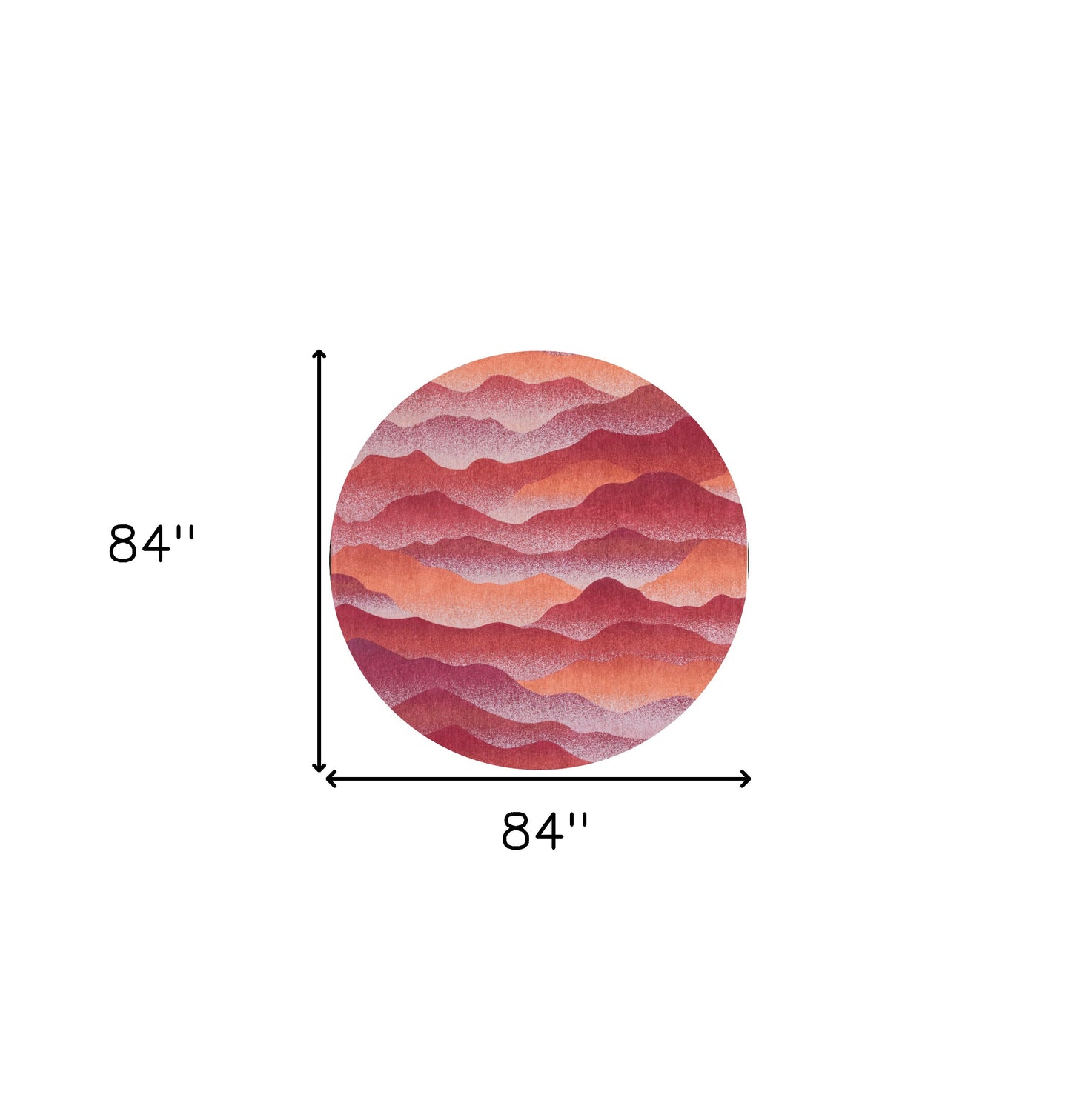 8' Red Orange Round Abstract Non Skid Area Rug