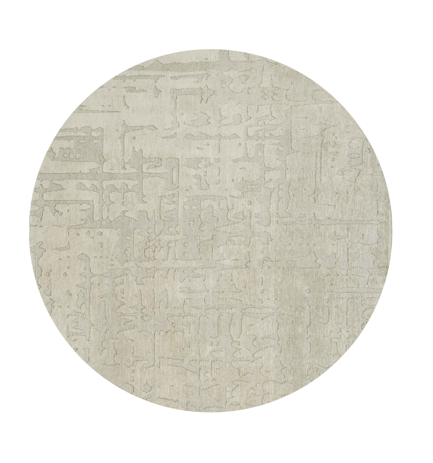 5' Gray and Beige Round Abstract Non Skid Area Rug