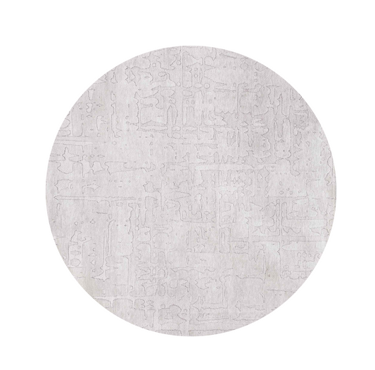 8' White Round Abstract Non Skid Area Rug