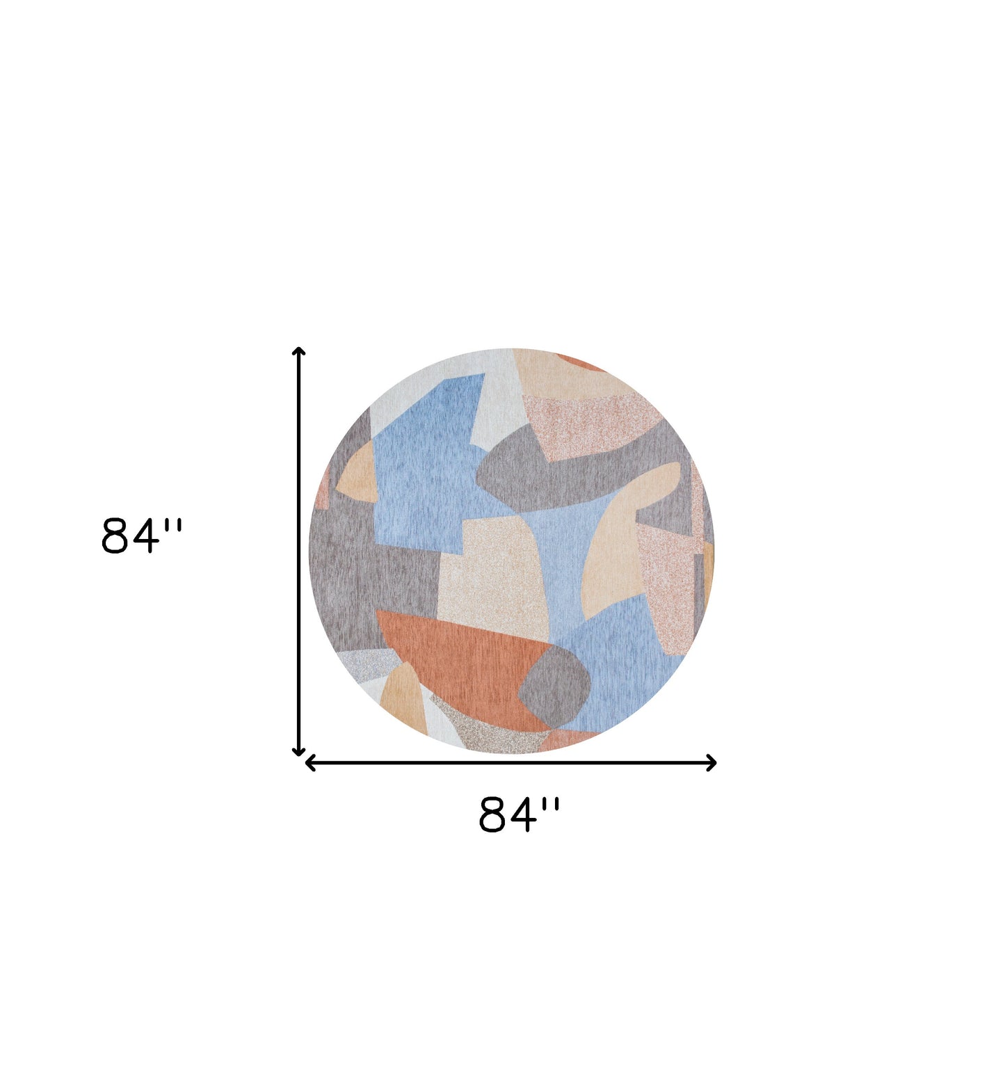 8' Blue and Gray Round Abstract Non Skid Area Rug