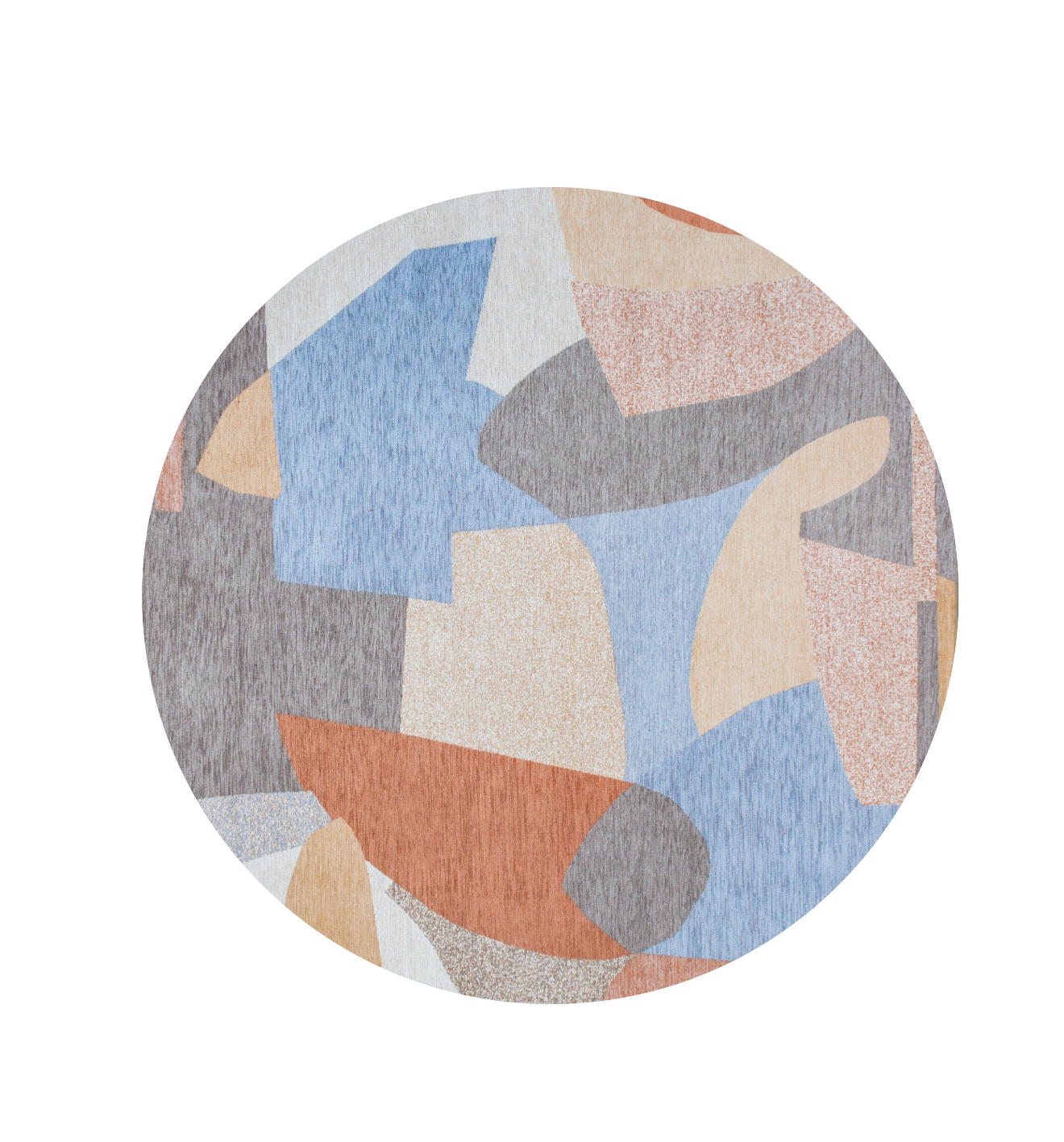 8' Blue and Gray Round Abstract Non Skid Area Rug