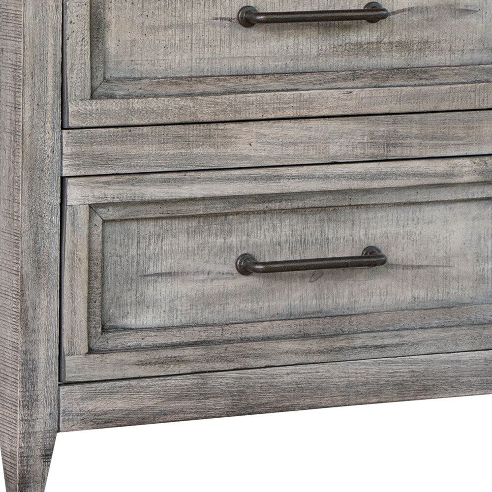 28" Gray Two Drawer Solid Wood Nightstand