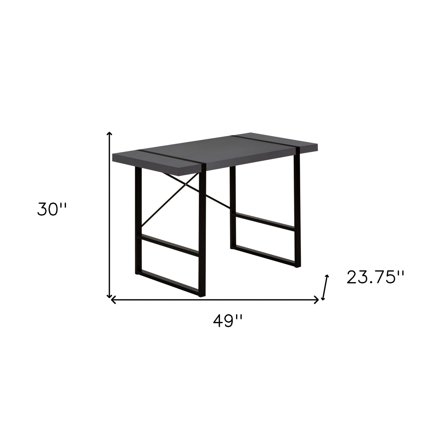 49" Gray and Black Computer Desk