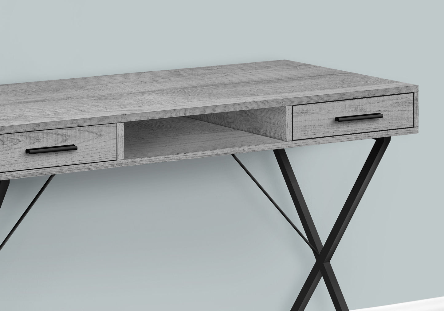 42" Gray and Black Computer Desk With Two Drawers