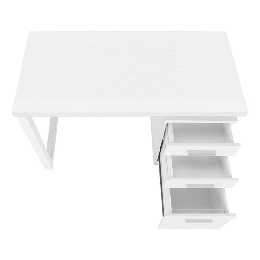 47" White Computer Desk With Three Drawers