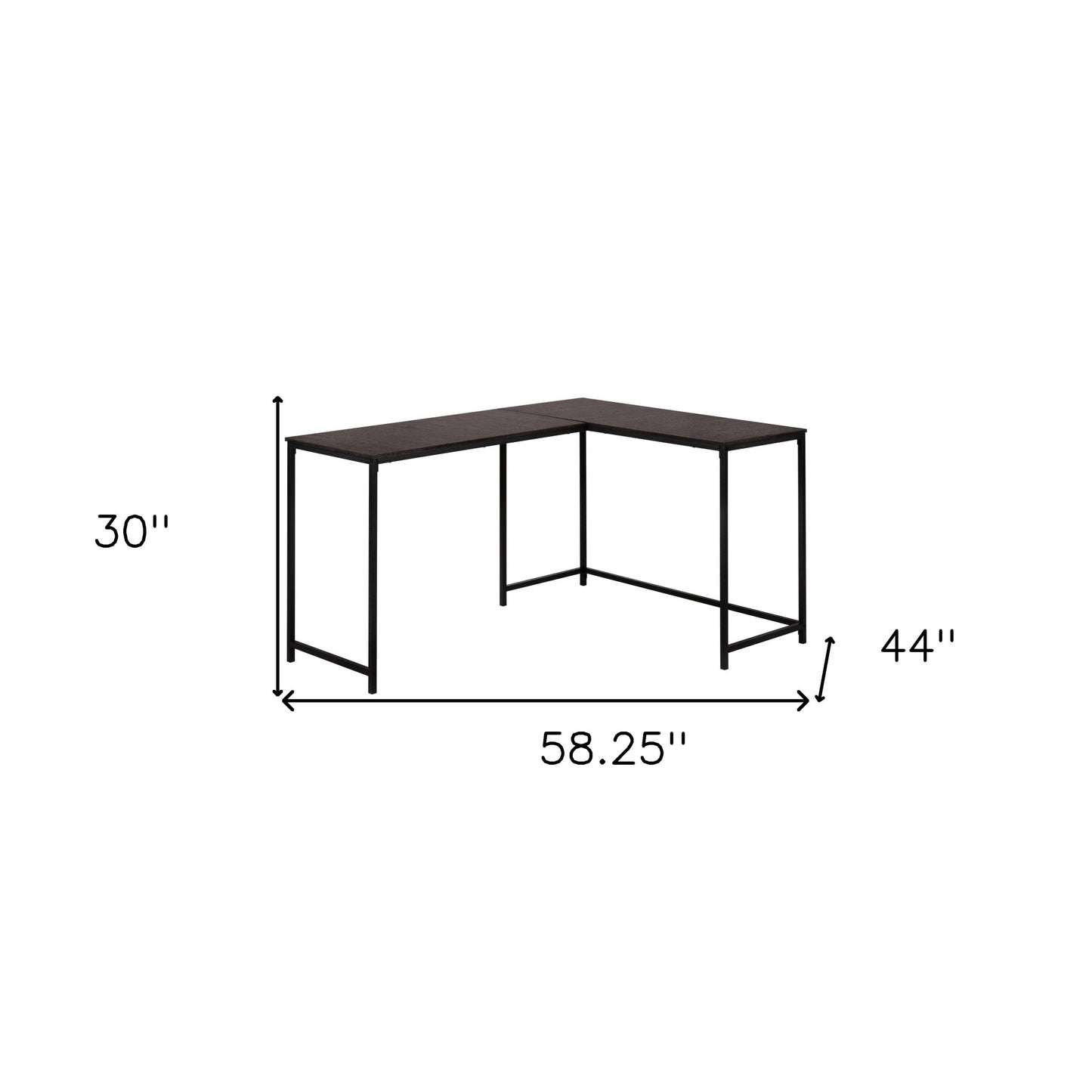 58" Espresso and Black L Shape Computer Desk