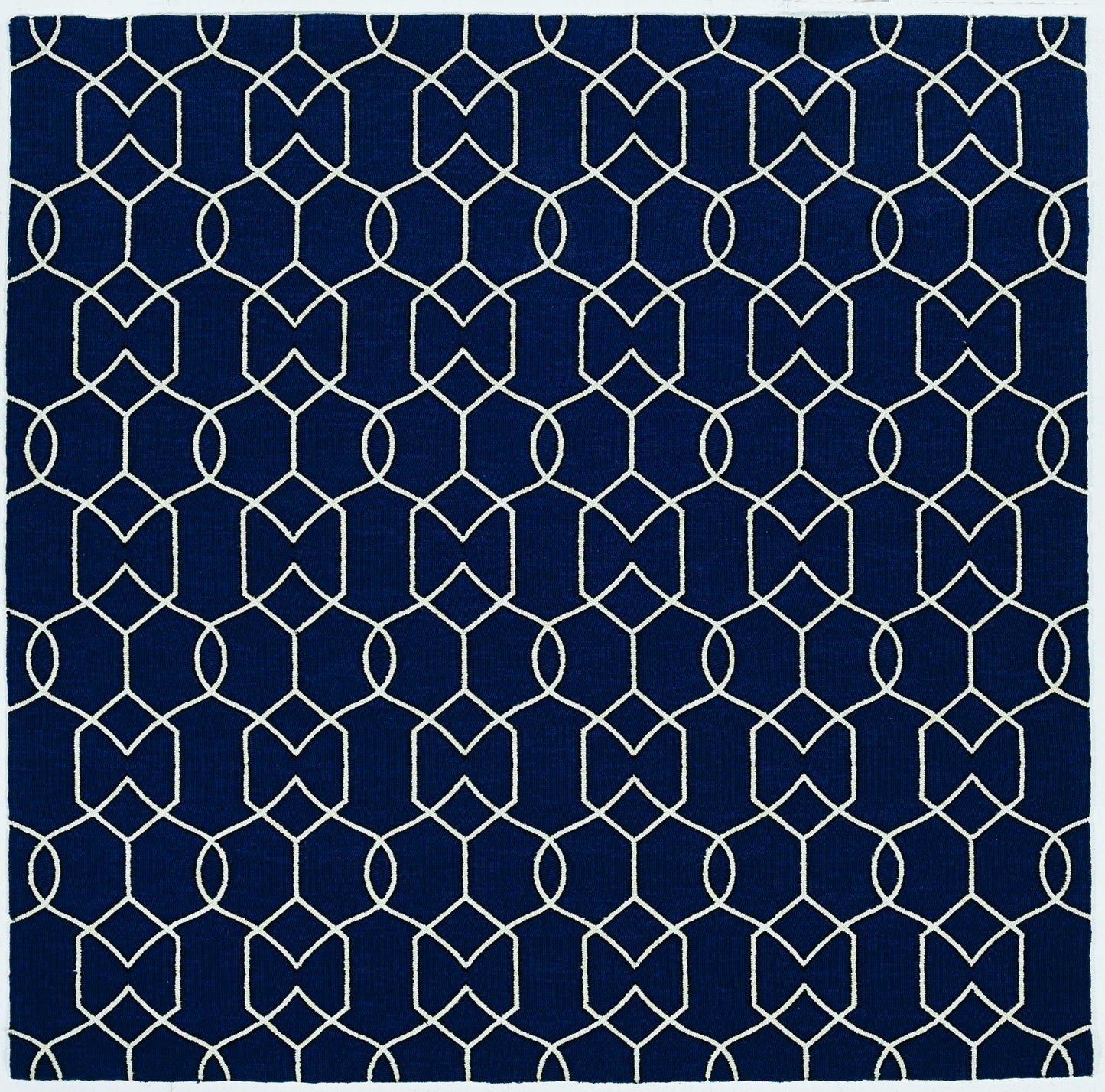 8'X11' Navy Blue Hand Hooked Uv Treated Trellis Indoor Outdoor Area Rug