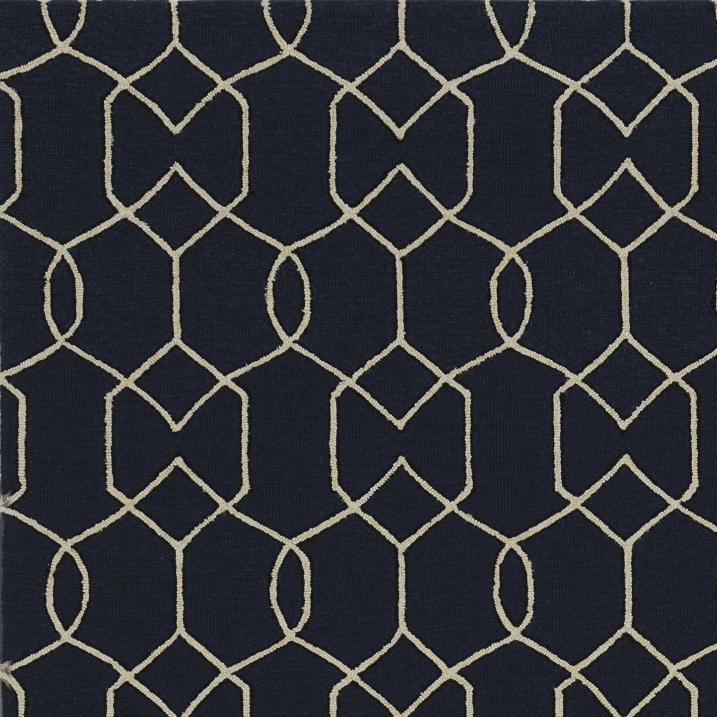 8'X11' Navy Blue Hand Hooked Uv Treated Trellis Indoor Outdoor Area Rug