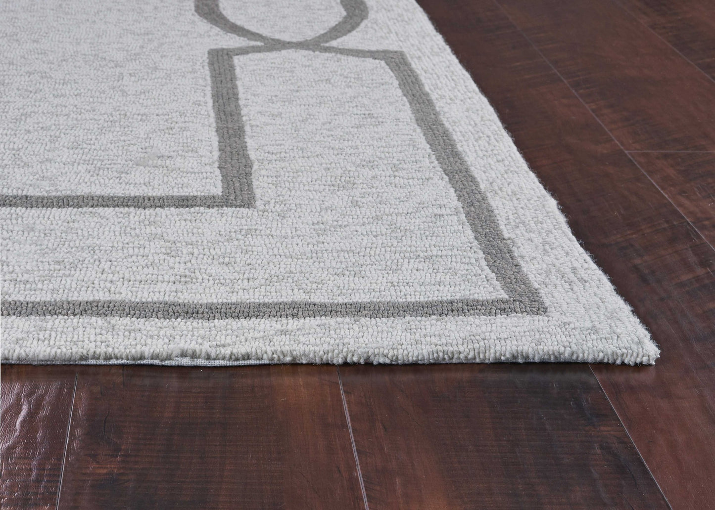 5'X7' Oatmeal Ivory Hand Hooked Uv Treated Bordered Indoor Outdoor Area Rug