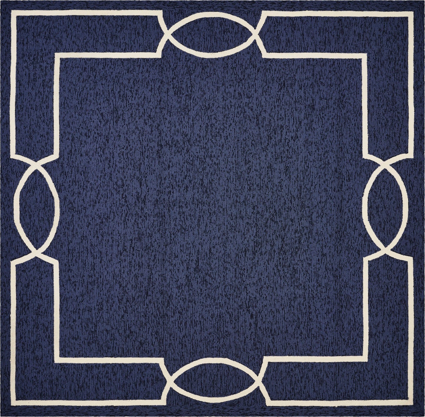 5'X7' Ocean Blue Hand Hooked Uv Treated Bordered Indoor Outdoor Area Rug