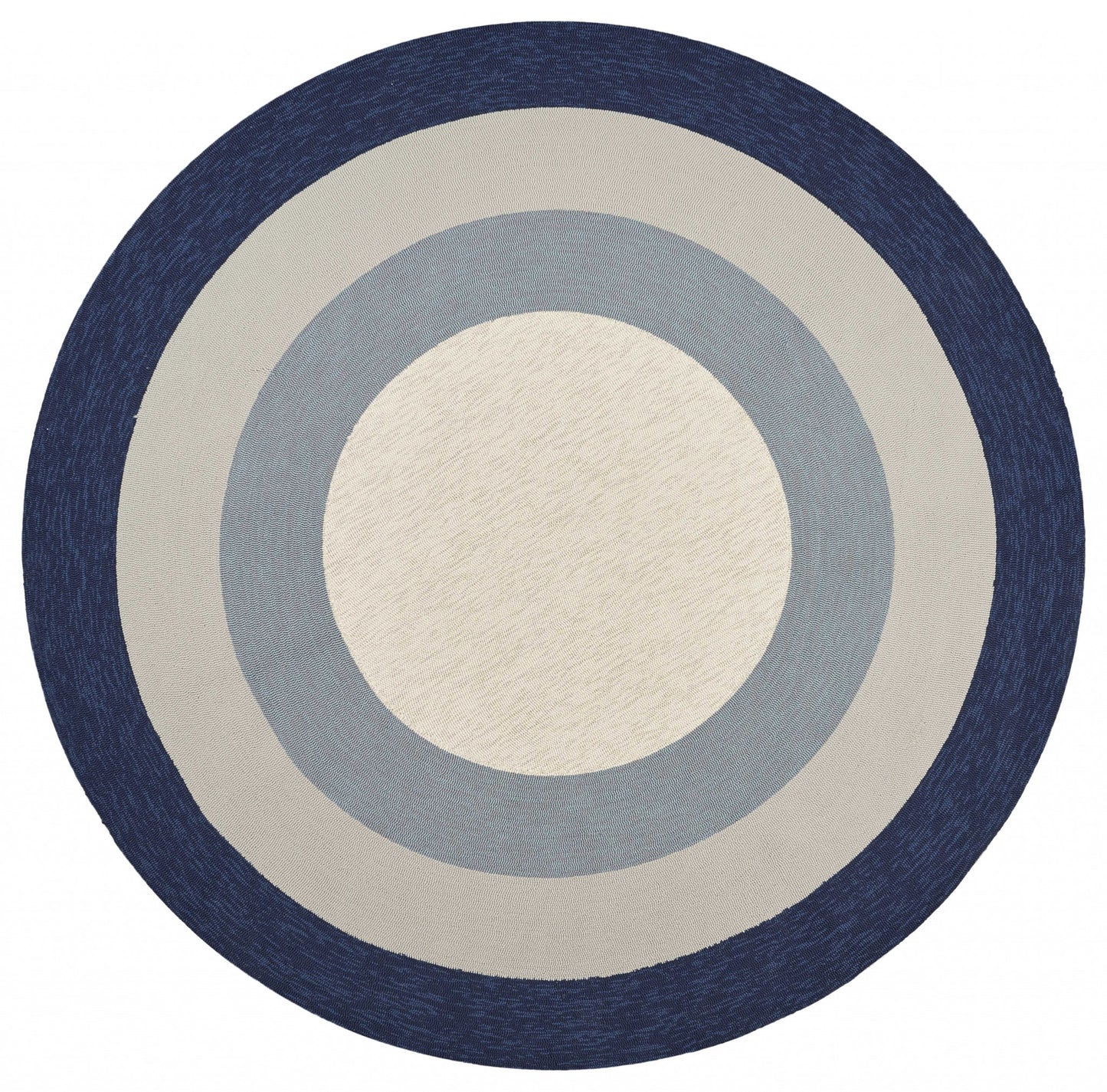 7' Slate Navy Blue Hand Hooked Uv Treated Bordered Round Indoor Outdoor Area Rug