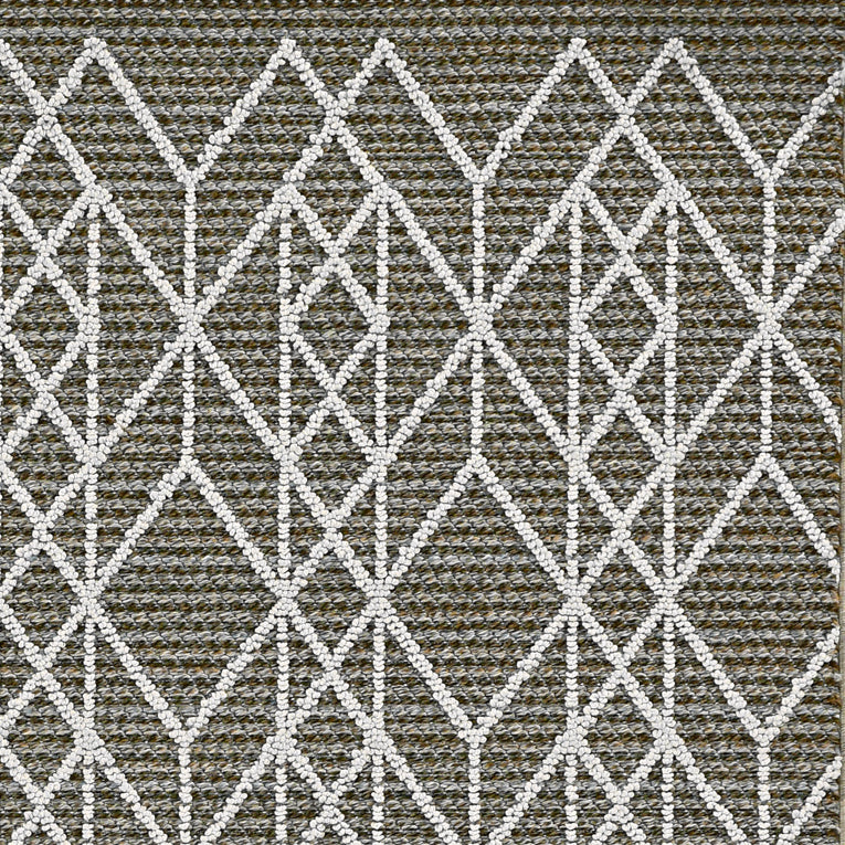 4'X6' Grey Machine Woven Uv Treated Geometric Indoor Outdoor Area Rug