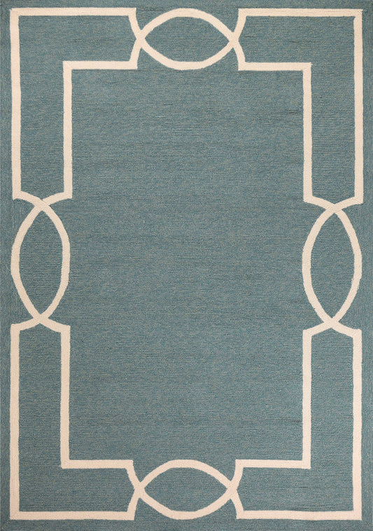 5' X 7' Spa Coastal Bordered Indoor Outdoor Area Rug