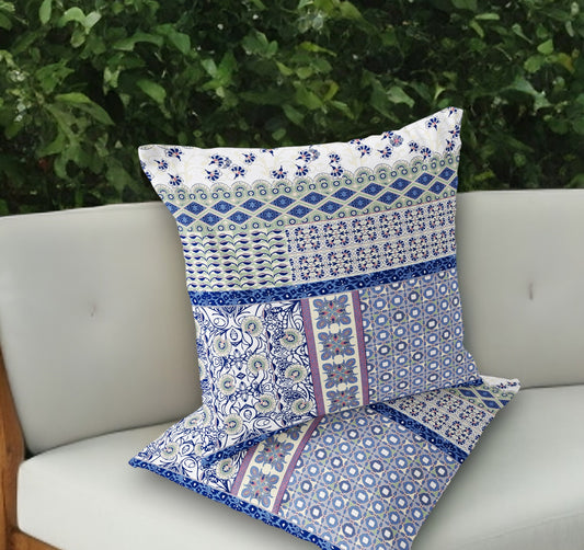 Set of Two 18" White Botanical Indoor Outdoor Throw Pillow Cover and Insert