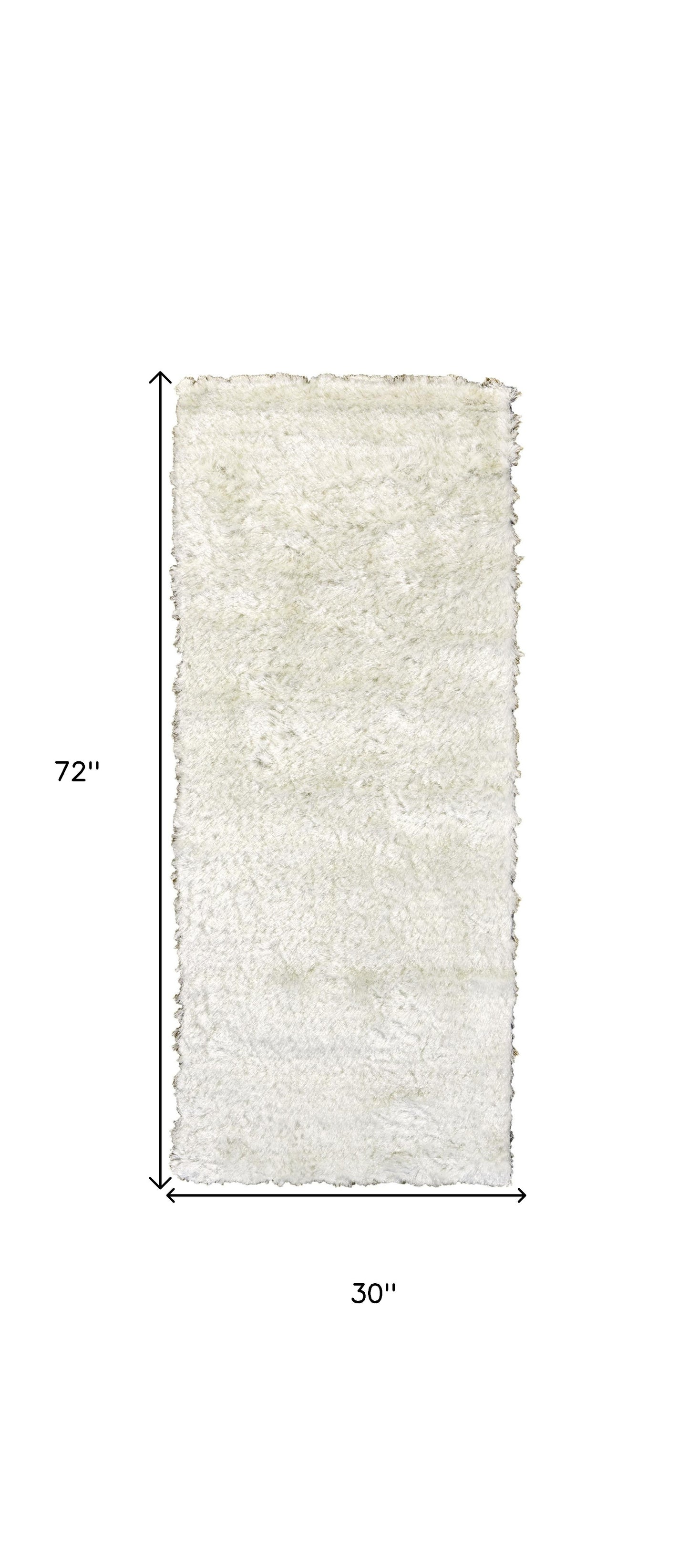 6' White Shag Hand Tufted Runner Rug