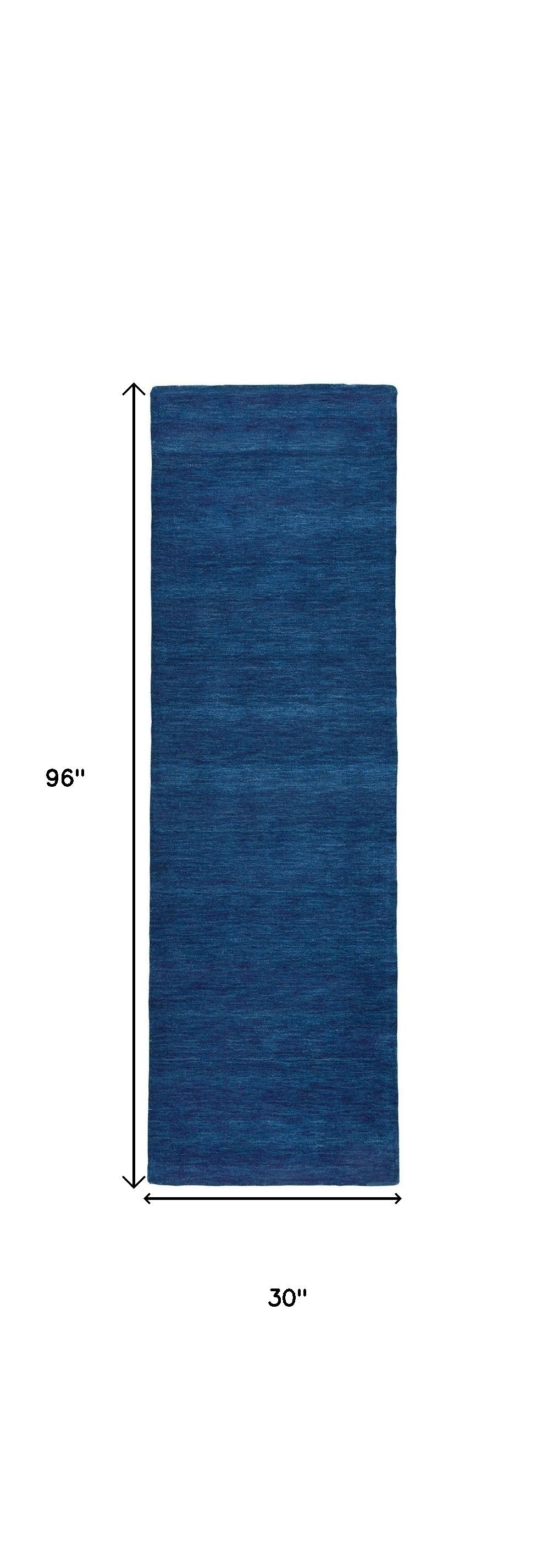 8' Blue Hand Woven Runner Rug