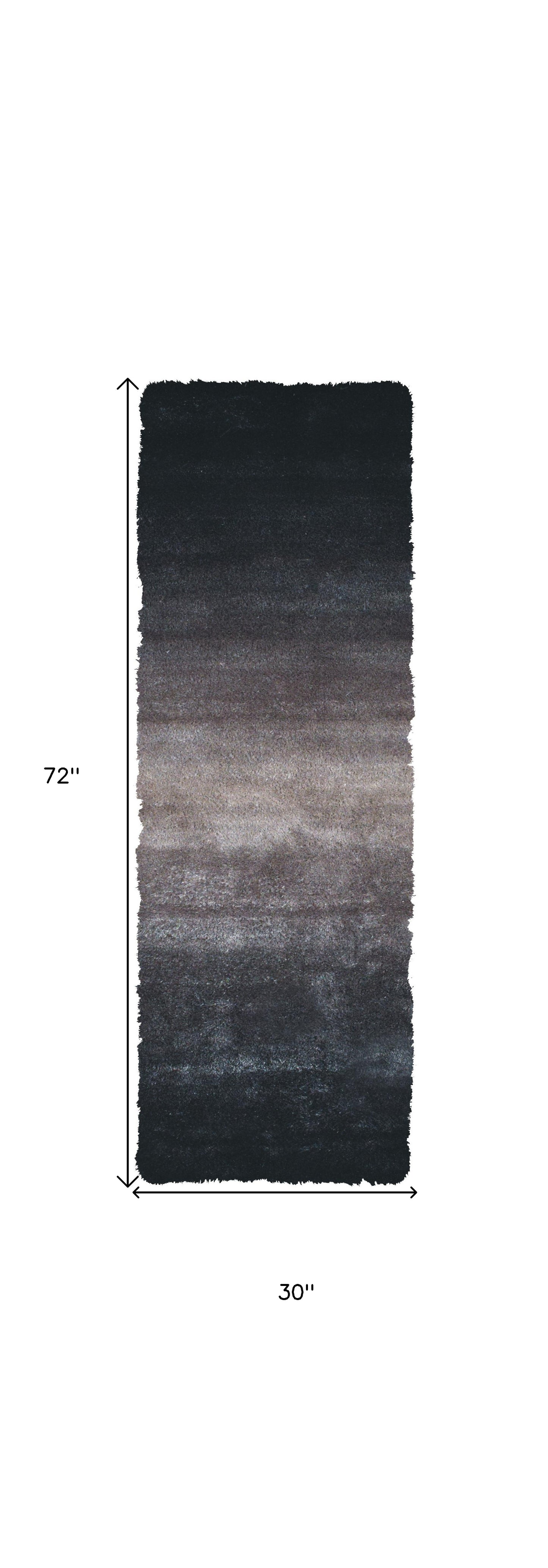 6' Charcoal Shag Hand Tufted Runner Rug