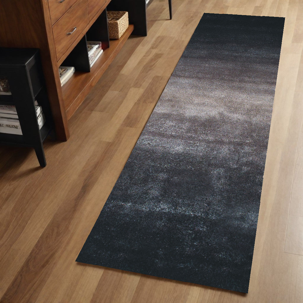 6' Charcoal Shag Hand Tufted Runner Rug