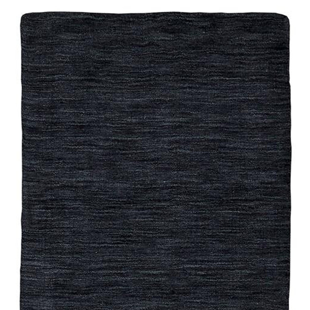 8' Black Hand Woven Runner Rug